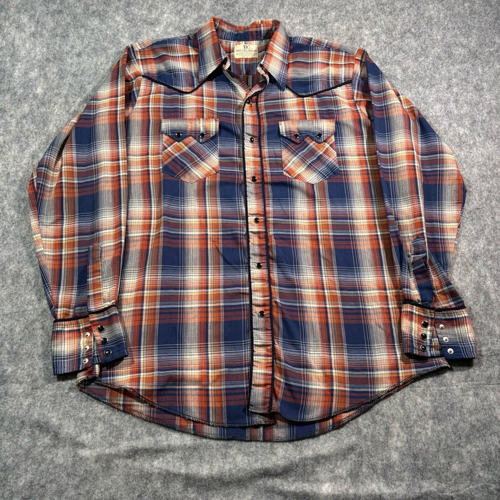 DEE CEE Mens Multicolor Plaid Pearl Snap‎ Button Down Shirt SZ SEE Measurements